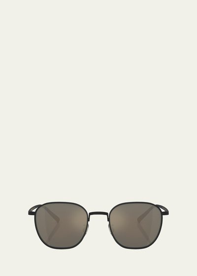 Shop Oliver Peoples Filigree Titanium Square Sunglasses In Matte Black