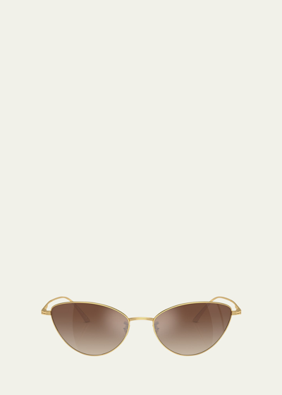 Shop Khaite X Oliver Peoples Sleek Steel Butterfly Sunglasses In Gold
