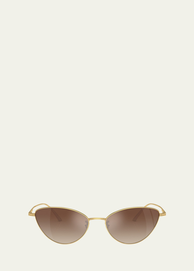 Khaite Sleek Steel Butterfly Sunglasses In Gold