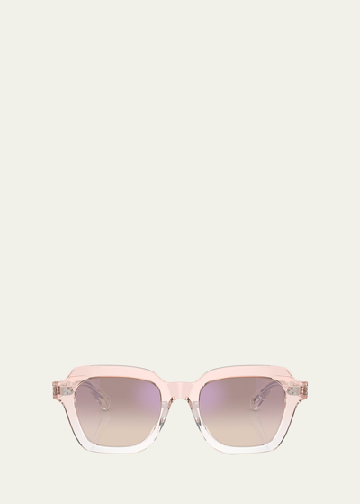 Shop Oliver Peoples Kienna Mirrored Acetate Square Sunglasses In Tan