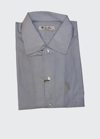 Shop Loro Piana Men's Andre Cotton Poplin Shirt In Blue