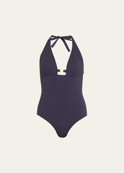 Shop Eres Sommeil Halter One-piece Swimsuit In Bain De Minuit