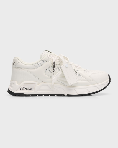 Shop Off-white Men's Kick Off Leather Runner Sneakers In White White
