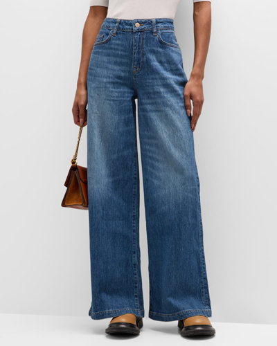 Shop Triarchy Ms. Fonda High Rise Wide-leg Jeans In Medium Indigo