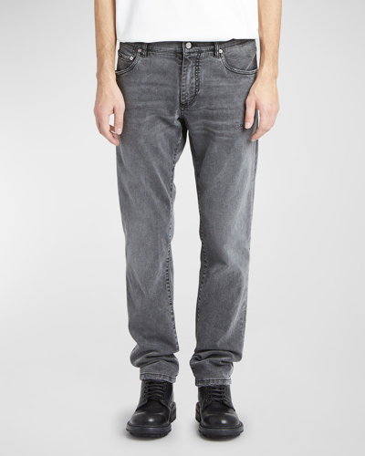 Shop Dolce & Gabbana Men's Slightly Distressed Jeans In Dark Grey