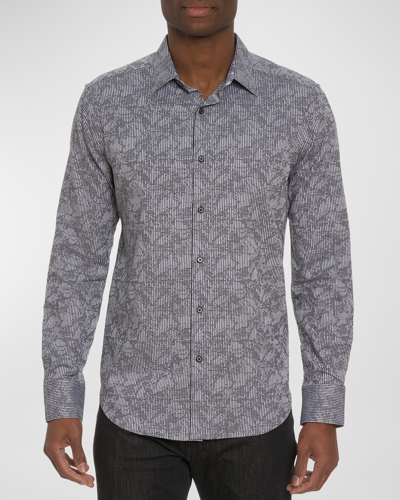 Shop Robert Graham Men's Electric Slide Cotton-stretch Sport Shirt In Grey