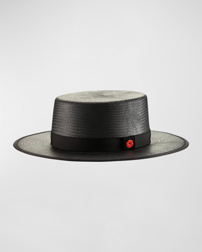 Shop Keith James Men's Derby Straw Hat In Jet Black