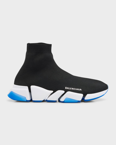 Shop Balenciaga Men's Speed 2.0 Knit Sock Sneakers In 1094 Black/whit/c
