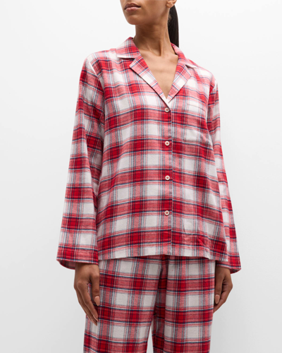 Shop Eberjey Plaid-print Cotton Flannel Pajama Set In Tartan Plaid Haut
