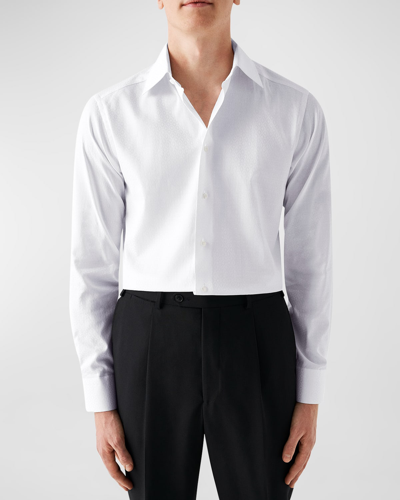 Shop Eton Men's Slim Fit Cotton Twill Dress Shirt In White