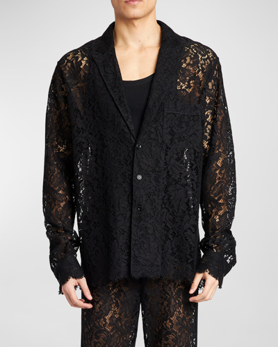 Shop Dolce & Gabbana Men's Solid Lace Sport Coat In Black