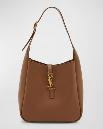 Shop Saint Laurent Le 5 A 7 Ysl Small Hobo In Smooth Supple Leather In Fox