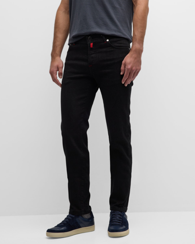 Shop Kiton Men's Black Denim Slim-leg Jeans