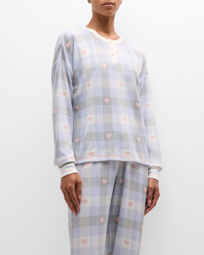 Shop Pj Salvage Ski Jammie Floral-print Thermal Pajama Set In Blue Mist