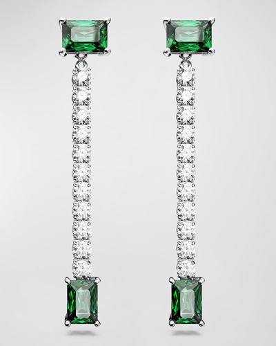 Shop Swarovski Matrix Rhodium-plated Crystal Earrings In Green