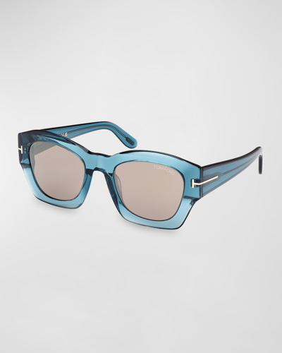 Shop Tom Ford Guilliana Acetate Cat-eye Sunglasses In Shiny Transparent