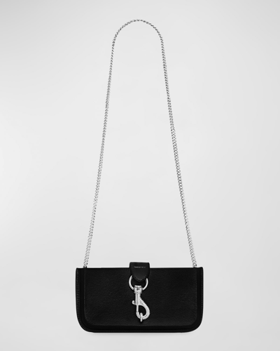 Shop Rebecca Minkoff Phone Faux-leather Chain Crossbody Bag In Black