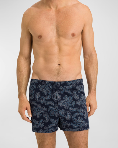 Shop Hanro Men's Fancy Jersey Boxers In Wavy Paisley