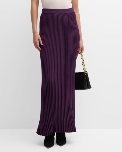 Shop Misook Ribbed Knit Straight Maxi Skirt In Ultraviolet