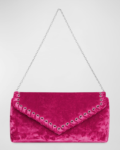 Shop Rebecca Minkoff Whip Velvet Envelope Clutch Bag In Hot Pink