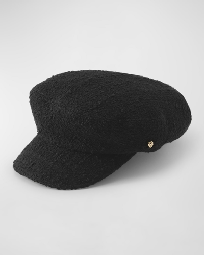 Shop Helen Kaminski Vicky Bouclé Wool-blend Baker Boy Cap In Black