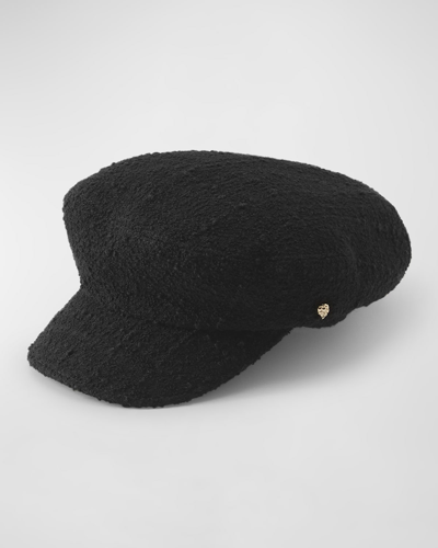 Helen Kaminski Vicky Bouclé Wool-blend Baker Boy Cap In Black