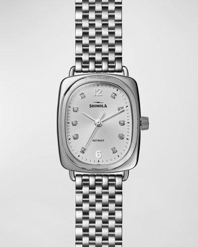 Shop Shinola Bixby Bracelet Watch With Diamonds, 29x34mm In Silver