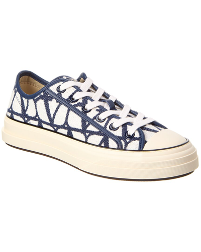 Shop Valentino Toile Iconographe Canvas & Leather Sneaker In Blue