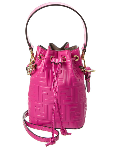 Shop Fendi Mon Tresor Mini Leather Bucket Bag In Pink