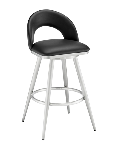 Armen Living Jinab Swivel Counter Stool In Black