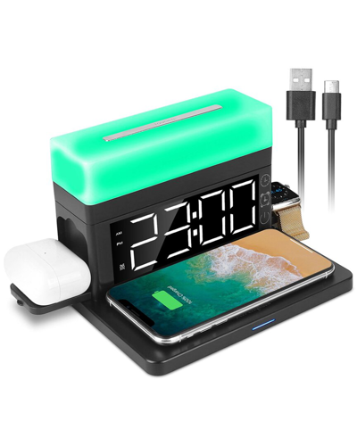 Shop Fresh Fab Finds 3-in-1 Fast Wireless Charger Dock With Alarm Clock In Black