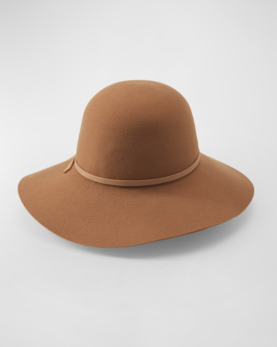 Shop Helen Kaminski Sofia Wool Felt Large Brim Hat In Camel Nut