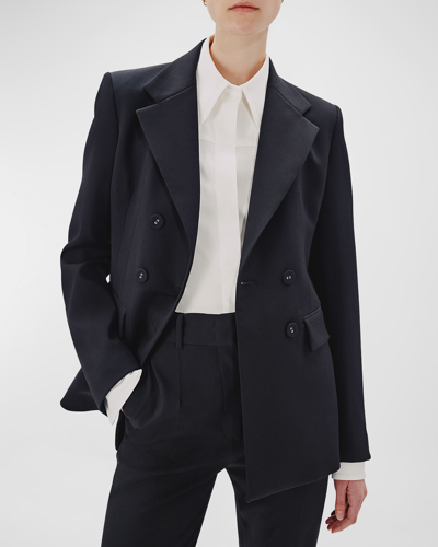 Shop Another Tomorrow Double-breast Structured Wool Jacket In Black