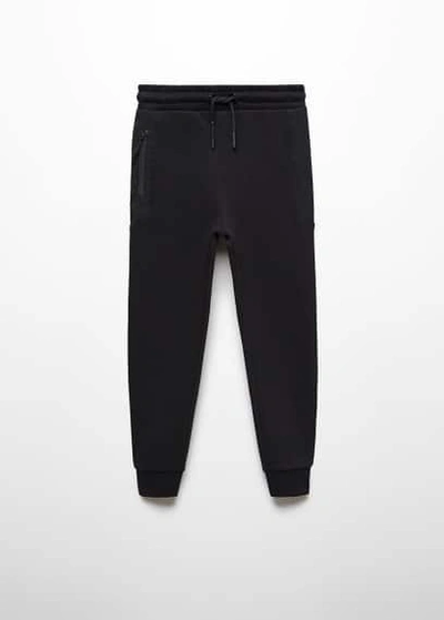 Shop Mango Cotton Jogger-style Trousers Black