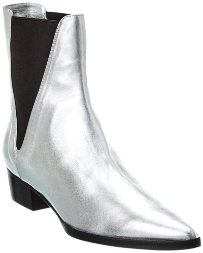 Shop Frame Le Carson Leather Bootie In Silver