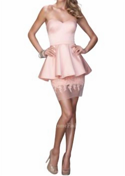Shop La Femme Strapless Cocktail Dress In Blush In Pink