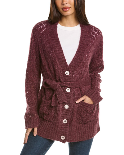 Shop Manoush Cocoon D'hiver Mohair-blend Cardigan In Red