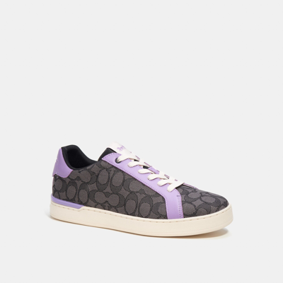 Shop Coach Outlet Clip Low Top Sneaker In Signature Jacquard In Purple