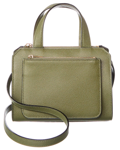 Shop Valextra Passepartout Mini Leather Tote In Green