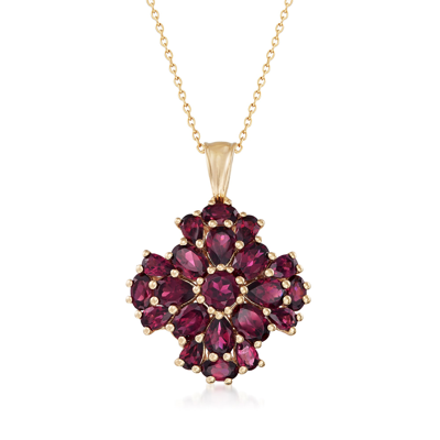 Ross-simons Rhodolite Garnet Cluster Pendant Necklace In 18kt Gold Over Sterling In Multi