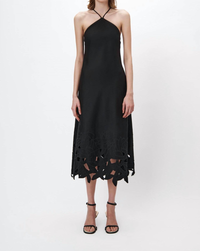 Shop Jonathan Simkhai Simone Abstract Halter Dress In Black