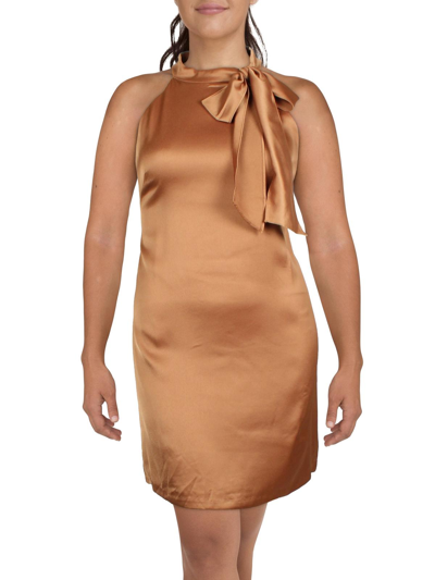 Shop Vince Camuto Womens Satin Mini Shift Dress In Gold