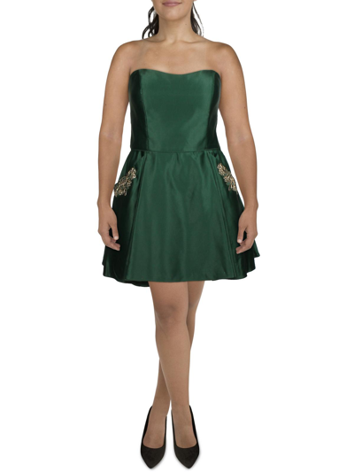 Shop Blondie Nites Juniors Womens Pockets Mini Fit & Flare Dress In Green