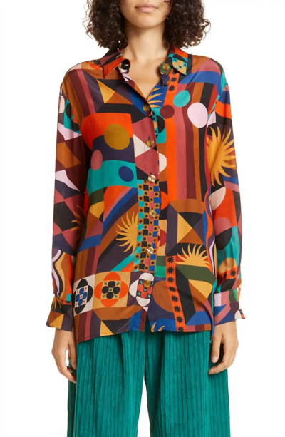 Shop Farm Rio Tropical Shapes Long Sleeve Shirt In Patterned In Multi