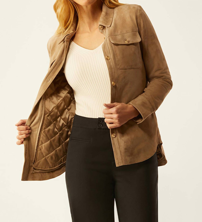 Shop Ecru Suede Shirt Jacket W/zip Out Liner In Camel In Brown