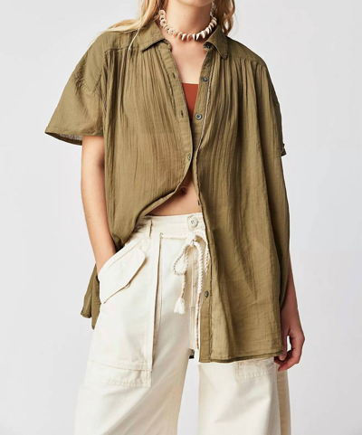 Shop Free People Float Away Top In Olive In Green