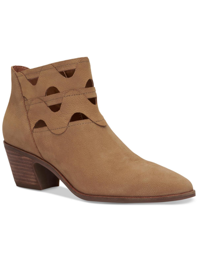 Shop Lucky Brand Gezana Womens Nubuck Cut Out Ankle Boots In Brown