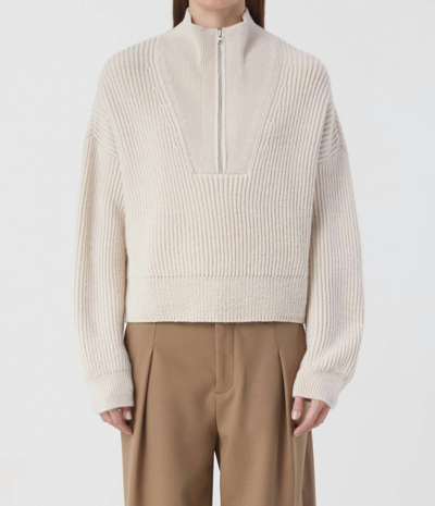 Shop Closed Cropped Troyer Knit Sweater In Beige