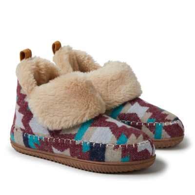 Dearfoams Moritz Faux Fur Lined Bootie Slipper In Red
