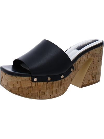 Shop Franco Sarto Damara Womens Leather Slip On Platform Sandals In Black